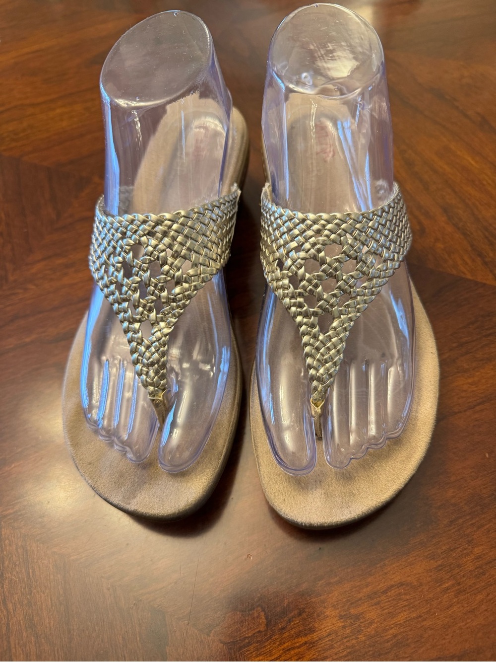Woven Metallic Thong Sandals - Women's Gold
